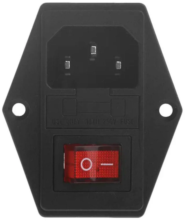 Alt view image 2 of 3 - AJMRTC 3 Pin IEC320 C14 AC Inlet Male Power Socket with Fuse and On/Off Switch, 10A 250V AC Power Receptacle Connector for Electronic Equipment Power Supply