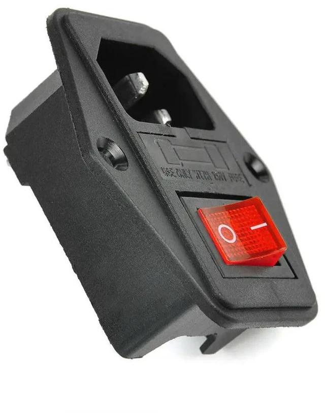 Alt view image 3 of 3 - AJMRTC 3 Pin IEC320 C14 AC Inlet Male Power Socket with Fuse and On/Off Switch, 10A 250V AC Power Receptacle Connector for Electronic Equipment Power Supply