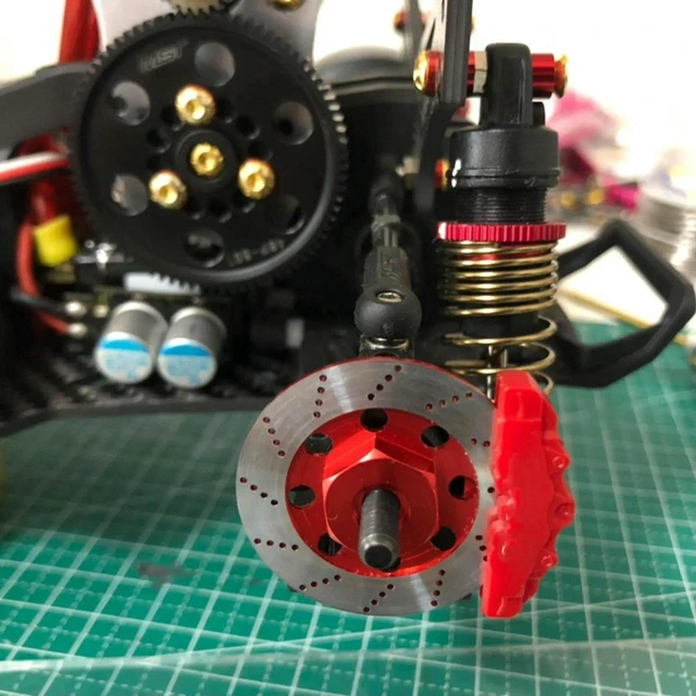 Alt view image 2 of 3 - AJMRTC 8PCS 12mm Hex Adapter with Brake Disc Wheel Rim Box, Red RC Car Replacement Parts for 1/10 Sakura D4 On-Road Racing Vehicle, RC Model Upgrade Accessories