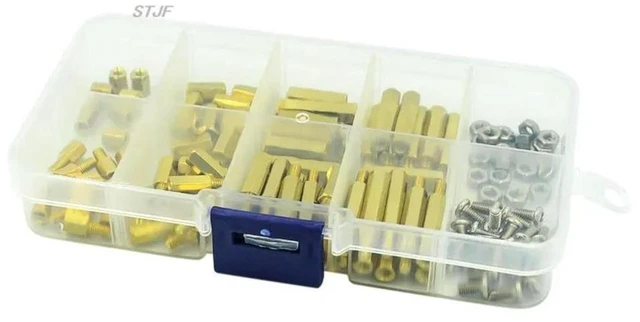 Alt view image 3 of 3 - AJMRTC 120Pcs M3 Brass Standoff Assortment Kit, Female-Female & Male-Female Hex Spacers with Screws and Nuts, PCB Board Hex Standoff Set for Circuit Board Mounting