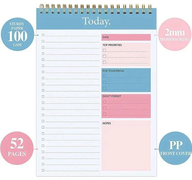 Alt view image 3 of 3 - AJMRTC 2PCS To Do List Notepad Planner Notebook, 5.6 x 8.5 Inch Wely Planner Daily Task Pad, Productivity Note Organizer for Work Study Schedule Planning, Task Tracking and Daily Reminder