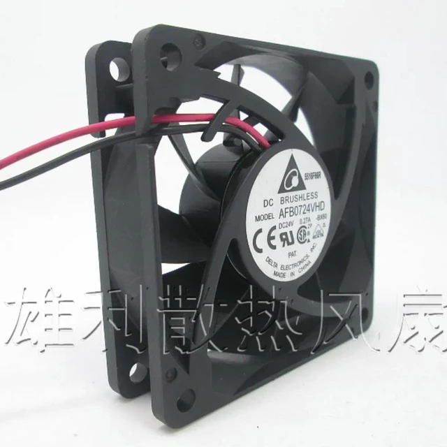 Alt view image 2 of 3 - AJMRTC AFB0724VHD 7020 70mm DC 24V Cooling Fan, 0.27A Dual Ball Bearing Brushless Fan, 70x70x20mm 7CM Replacement Fan for Inverter, Industrial Cabinet, Power Supply and Automation Equipment Heat
