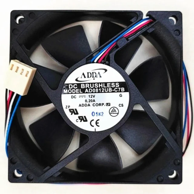 Alt view image 2 of 3 - AJMRTC AD0812UB-C7B 8020 80mm DC12V Cooling Fan, 0.20A Dual Ball Bearing 4-Wire PWM Speed Control Axial Fan, 80x80x20mm 8CM Replacement Cooler for Server, PC Case, Industrial Cabinet, Power Supply