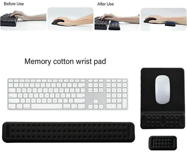Alt view image 2 of 3 - AJMRTC Ergonomic Memory Foam Keyboard Wrist Rest Pad, Anti-Slip Base Keyboard Wrist Support Cushion for Computer Desktop Keyboard, Pain Relief Wrist Pad for Office Gaming Typing