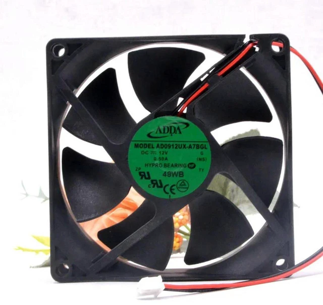 Main image of AJMRTC AD0912UX-A7BGL 9225 Cooling Fan, 92x92x25mm 9CM DC12V 0.50A Axial Fan, 2-Pin 2-Wire High Airflow Fan for CPU, PC Chassis and Industrial Equipment Heat Dissipation