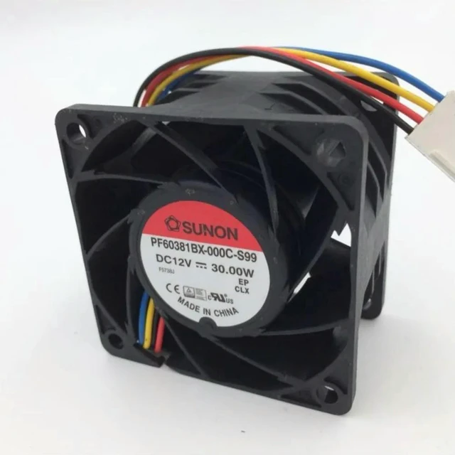 Alt view image 2 of 3 - AJMRTC PF60381BX-000C-S99 6038 Cooling Fan, 60x60x38mm DC12V 30W High Speed Axial Fan, Dual Ball Bearing Server Industrial Chassis Cooler Fan for High Heat Load Equipment