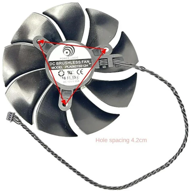 Alt view image 3 of 3 - AJMRTC PLA09215S12H GPU Cooling Fan, 85mm 8.5cm DC12V 0.55A 4-Pin PWM Graphics Card Fan, Replacement Fan for RTX 2080 Ti FTW3 ULTRA, Video Card Cooler for Gaming GPU Heat Dissipation