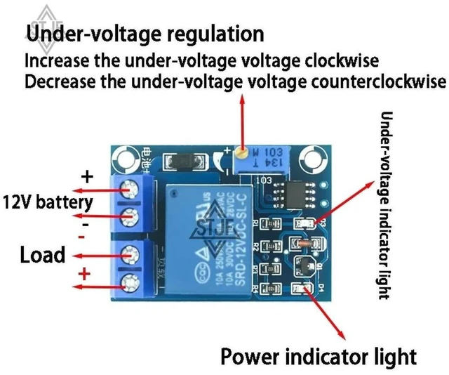 Alt view image 3 of 3 - AJMRTC 1PCS 12V Undervoltage Protection Module, Voltage Undervoltage Auto Recovery Load Cutoff Protection Switch, Low Voltage Disconnect Controller for Battery Power System Monitoring