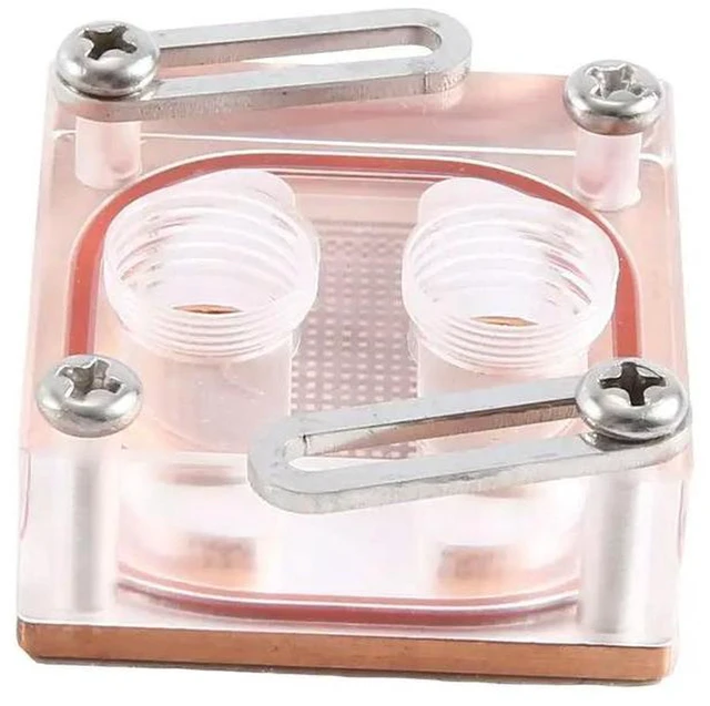 Alt view image 2 of 3 - AJMRTC Front Hole CPU Water Cooling Block, Acrylic Transparent Water Cooler Block for Computer CPU, South Bridge and North Bridge, Liquid Cooling Heat Exchanger for PC Water Cooling System Modding