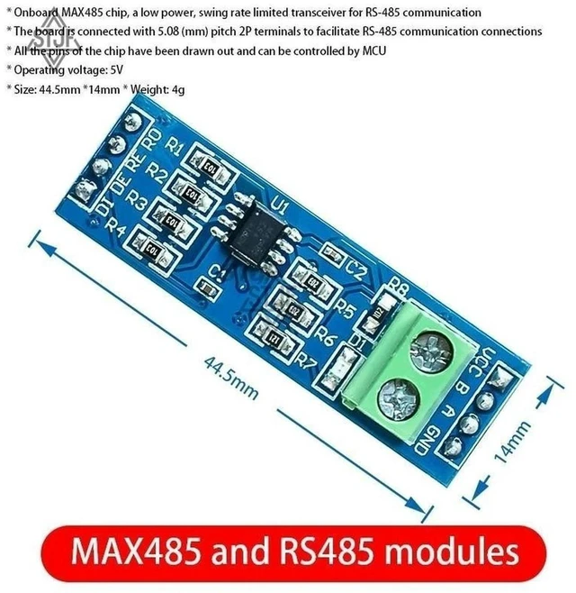 Alt view image 3 of 3 - AJMRTC MAX485 Module, TTL to RS485 Converter MAX485CSA Communication Module, RS-485 Transceiver Module, TTL Convert to RS485 Board for Microcontroller MCU, Electronic Development DIY Accessories