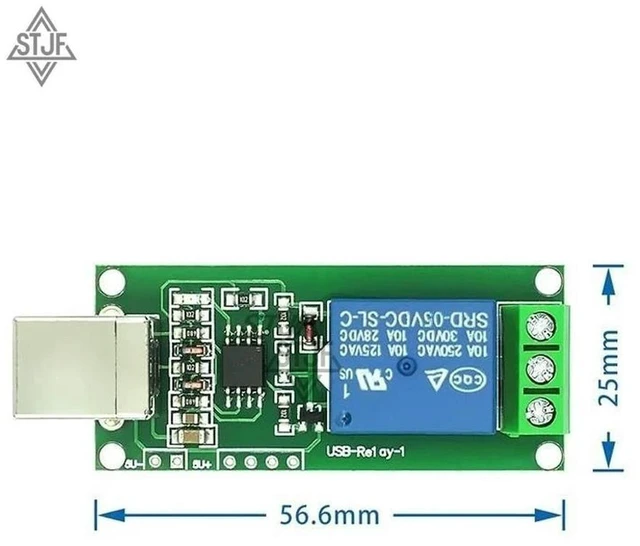 Alt view image 3 of 3 - AJMRTC 5V USB Relay Module 1 Channel, Programmable Computer Control Relay Switch for Home Automation Industrial Control Replacement