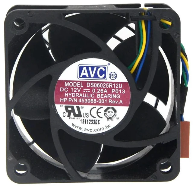 Alt view image 2 of 2 - AJMRTC 1Pcs DS06025R12U Server Cooling Fan for AVC, DC 12V 0.26A 4-Wire 4-Pin PWM Connector, 60mm 60x60x25mm Square Axial Fan for Server Chassis Power Supply Cooling