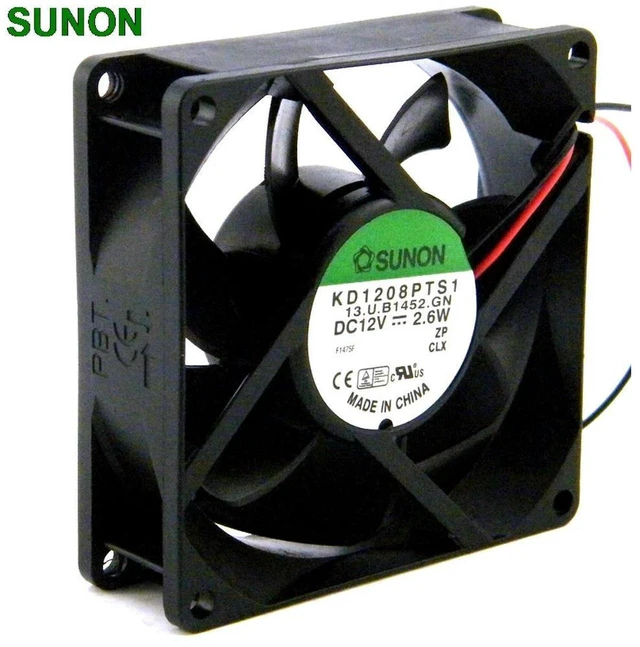 Main image of AJMRTC KD1208PTS1 8025 80x80x25mm 8CM DC Cooling Fan, DC 12V 2.6W 2-Wire Axial Fan, 37CFM High Airflow Replacement Fan for Chassis, Power Supply and Industrial Equipment