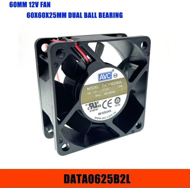 Alt view image 3 of 3 - AJMRTC DATA0625B2L 6025 60x60x25mm DC 12V Cooling Fan, for AVC Dual Ball Bearing High Speed 12000RPM Axial Fan, Replacement Fan for Server, Inverter and Industrial Equipment Heat Dissipation