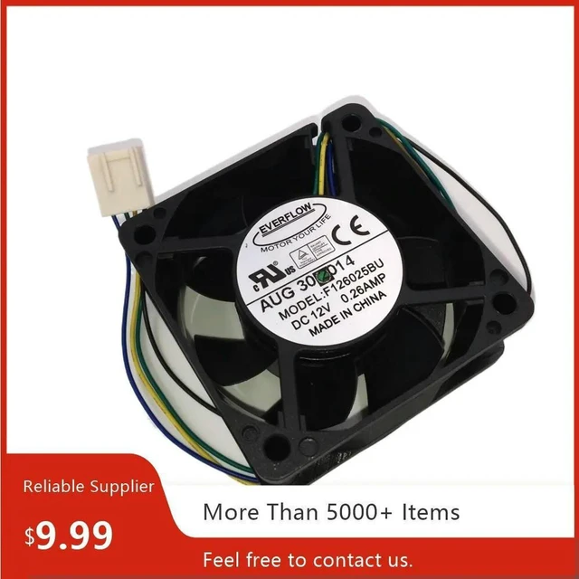 Alt view image 2 of 3 - AJMRTC PWM Cooling Fan Replacement for Everflow F126025BU, 60x25mm 60mm 12V Dual Ball Bearing Fan, 52CFM High Airflow 4-Pin PWM Fan for Motherboard, Server Chassis, Industrial Cabinet Heat Dissipation