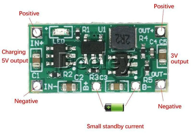 Alt view image 3 of 3 - AJMRTC Lithium Charge Discharge Buck Module, 3.7V-4.2V Step Down to Stable 3V, Replace 2pcs Dry Batteries for Toys, Remote Controls, Wireless Mouse, Microcontroller, DIY Power Modification Board with