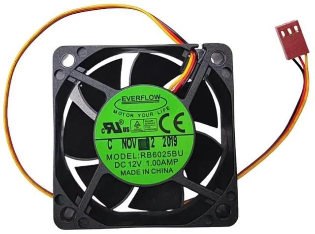 Alt view image 2 of 3 - AJMRTC Replacement 6025 High Speed Cooling Fan for EVERFLOW RB6025BU, 60×60×25mm 6CM DC12V 1.0A Dual Ball Bearing Axial Fan, Heavy Duty Fan for Server, Industrial Cabinet, Power Supply Heat Dissipatio