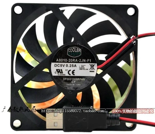 Main image of AJMRTC A8010-20RA-2JN-F1 Cooling Fan Replacement for Cooler Master 8010, DC 5V 0.25A, 80x80x10mm 8cm Ultra-Thin Silent Brushless Axial Fan for PC Case, Small Electronic Equipment Heat Dissipation