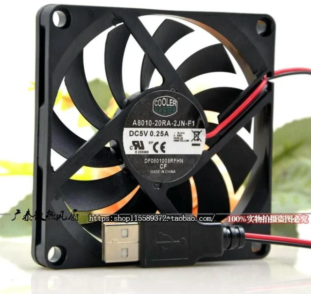 Alt view image 2 of 3 - AJMRTC A8010-20RA-2JN-F1 Cooling Fan Replacement for Cooler Master 8010, DC 5V 0.25A, 80x80x10mm 8cm Ultra-Thin Silent Brushless Axial Fan for PC Case, Small Electronic Equipment Heat Dissipation