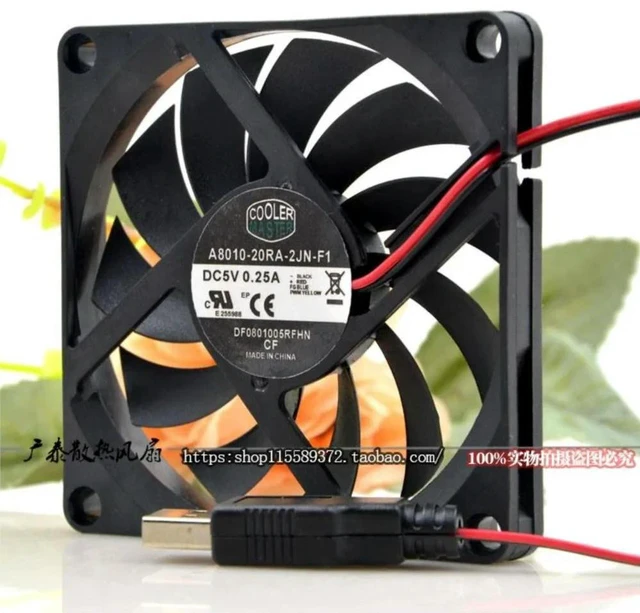 Alt view image 3 of 3 - AJMRTC A8010-20RA-2JN-F1 Cooling Fan Replacement for Cooler Master 8010, DC 5V 0.25A, 80x80x10mm 8cm Ultra-Thin Silent Brushless Axial Fan for PC Case, Small Electronic Equipment Heat Dissipation
