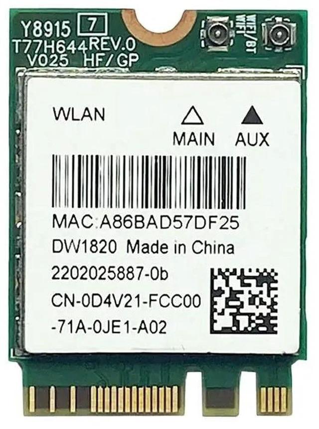 Main image of AJMRTC 3Pcs DW1820 QCNFA344A NGFF M.2 Wireless Network Card, 2.4G & 5G Dual Band WiFi 802.11AC, 867Mbps Gigabit WiFi + Bluetooth 4.1 Combo Card, Internal Laptop WiFi Bluetooth Replacement Module