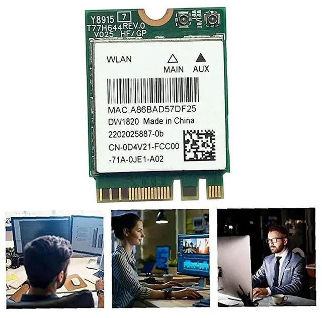 Alt view image 3 of 3 - AJMRTC 3Pcs DW1820 QCNFA344A NGFF M.2 Wireless Network Card, 2.4G & 5G Dual Band WiFi 802.11AC, 867Mbps Gigabit WiFi + Bluetooth 4.1 Combo Card, Internal Laptop WiFi Bluetooth Replacement Module