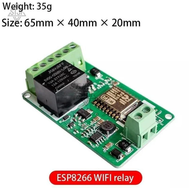 Main image of AJMRTC Green ESP8266 Network Relay Module, 10A 220V AC Relay Board, DC 7V~30V Input Wireless WIFI Relay Switch Module for Smart Home Automation Remote Control Electronic Projects