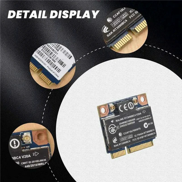 Alt view image 3 of 3 - AJMRTC 300M WLAN Bluetooth 3.0 Mini PCI-E Network Card, RT3090BC4 Wireless WiFi BT Combo Card Replacement for Probook Laptop, 802.11b/g/n Internal Wireless Adapter