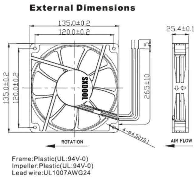 Alt view image 2 of 3 - AJMRTC 13525 Cooling Fan, 135x135x25mm DC 12V 0.70A High Airflow Server Inverter Case Axial Fan, Replacement for ADN512UB-A90, ADN512UB-A91, AFB1312M Industrial Cabinet Heat Dissipation Fan