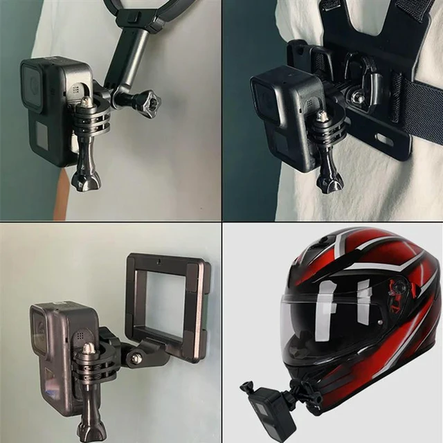 Alt view image 2 of 3 - AJMRTC Black Universal Adapter Bracket, Camera Backpack Clip, Collar Mount & Helmet Chin Mount, Multi-Purpose Action Camera Accessories for Outdoor Shooting