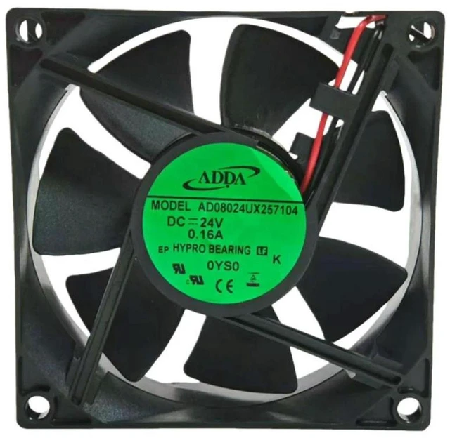 Alt view image 3 of 3 - AJMRTC AD08024UX257104 Replacement Cooling Fan, 8025 80x80x25mm DC 24V 3600RPM 45CFM High Airflow Ball Bearing Axial Fan for Industrial Cabinet, Inverter Chassis Heat Dissipation