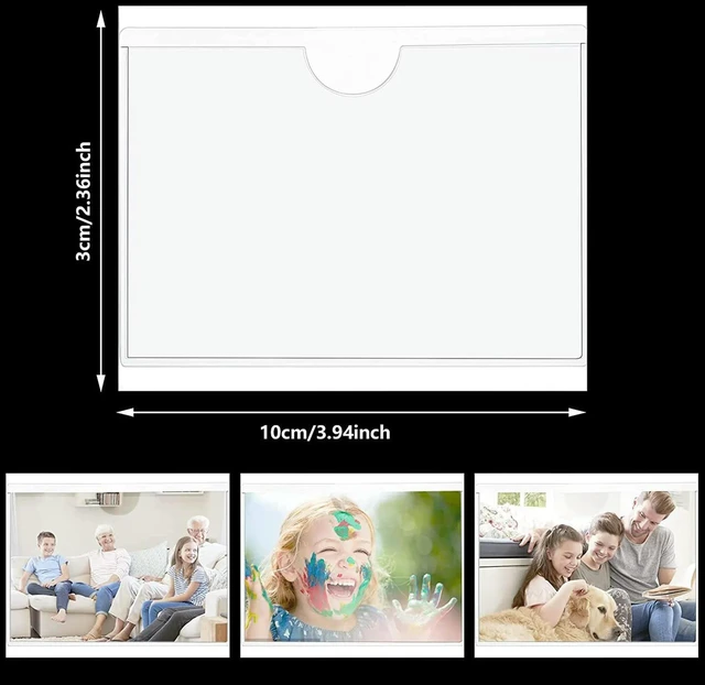 Alt view image 2 of 3 - AJMRTC 72Pcs Self-Adhesive Index Card Pockets 6x8.5cm Clear Plastic Label Holder, Top Open Adhesive Card Sleeve for Storage Bins, Shelves, Library, Classroom, Office & Home Organization