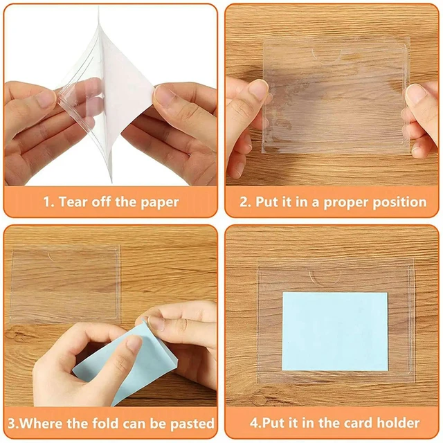 Alt view image 3 of 3 - AJMRTC 72Pcs Self-Adhesive Index Card Pockets 6x8.5cm Clear Plastic Label Holder, Top Open Adhesive Card Sleeve for Storage Bins, Shelves, Library, Classroom, Office & Home Organization
