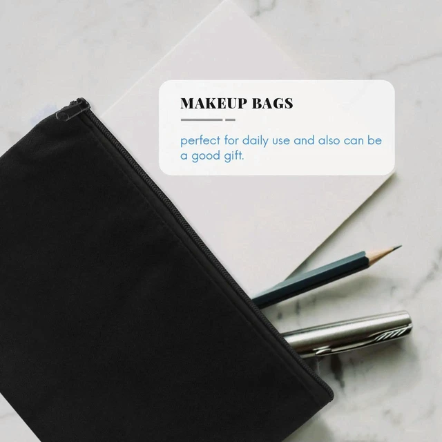 Main image of AJMRTC 10Pcs Blank Canvas Zipper Pouch Bags, Black DIY Craft Makeup Bag Pencil Case, Multipurpose Storage Pouches for Travel, School, Cosmetic Organizing & DIY Painting Projects