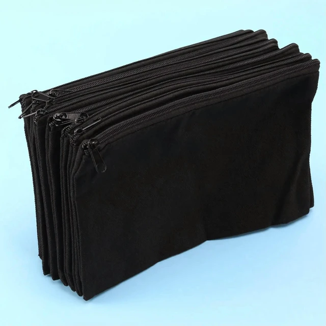 Alt view image 2 of 3 - AJMRTC 10Pcs Blank Canvas Zipper Pouch Bags, Black DIY Craft Makeup Bag Pencil Case, Multipurpose Storage Pouches for Travel, School, Cosmetic Organizing & DIY Painting Projects