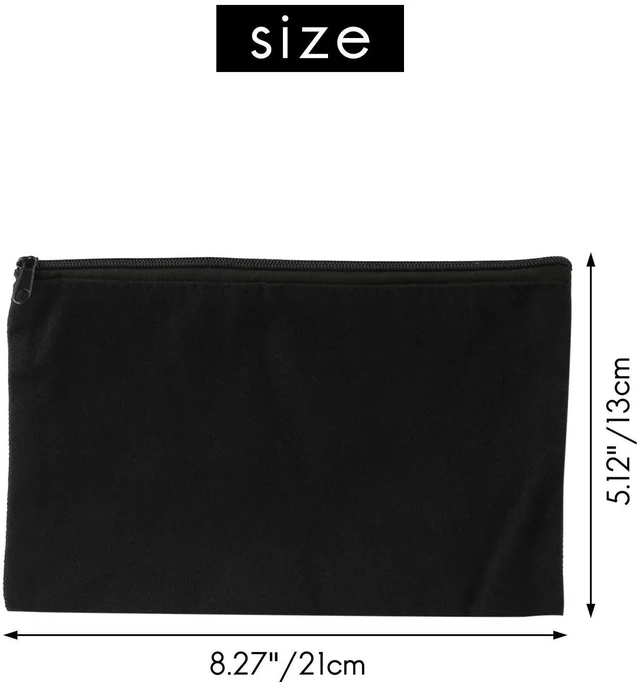 Alt view image 3 of 3 - AJMRTC 10Pcs Blank Canvas Zipper Pouch Bags, Black DIY Craft Makeup Bag Pencil Case, Multipurpose Storage Pouches for Travel, School, Cosmetic Organizing & DIY Painting Projects