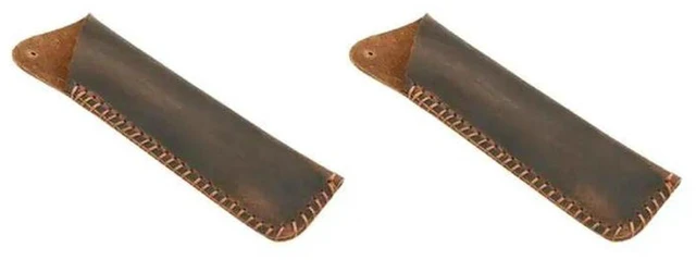 Main image of AJMRTC 2Pcs Handmade Vintage Genuine Leather Double Pen Sleeve, 2 Pen Holder Pouch Cover, Portable Pen Storage Case for Fountain Pen, Ballpoint Pen, Business Office School Stationery, Brown