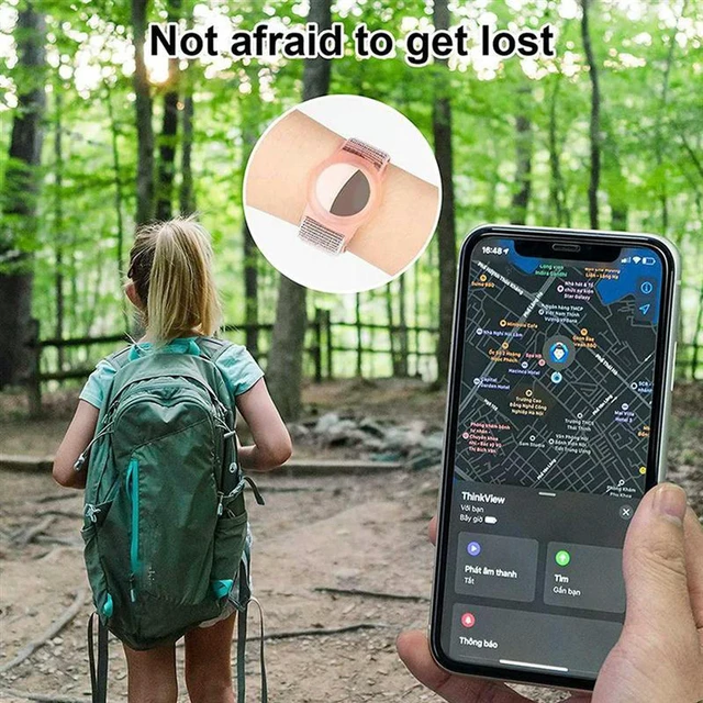 Alt view image 2 of 3 - AJMRTC 2 Pack Kids Wristband Compatible with Airtag, Protective Case Holder for Apple Air Tag GPS Tracker, Adjustable Nylon Bracelet, Anti-Lost AirTag Cover for Toddler Children