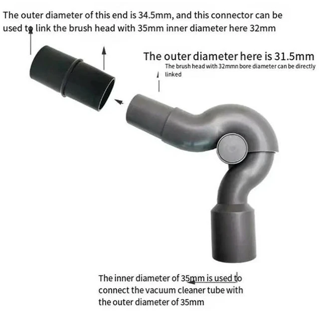 Alt view image 2 of 3 - AJMRTC 1Set Universal Elbow Bottom Adapter, 35-32mm Bore Quick Release Vacuum Cleaner Accessory, No Bending Vacuum Hose Connector, Conversion Joint for Vacuum Cleaning Attachments