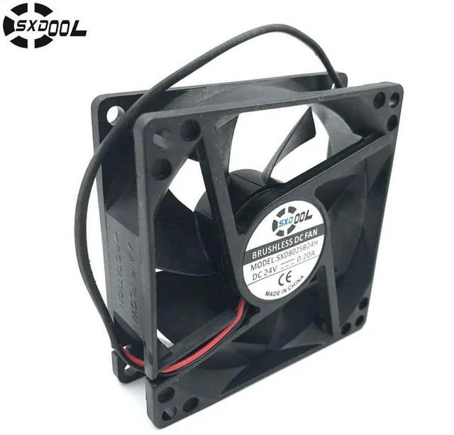 Main image of AJMRTC SXD8025B24H Axial Cooling Fan, 80x80x25mm 8025 DC 24V 0.20A 2-Pin 3800RPM 51CFM Dual Ball Bearing Case Fan, High Airflow Brushless Fan for Industrial Cabinet, Power Supply Heat Dissipation