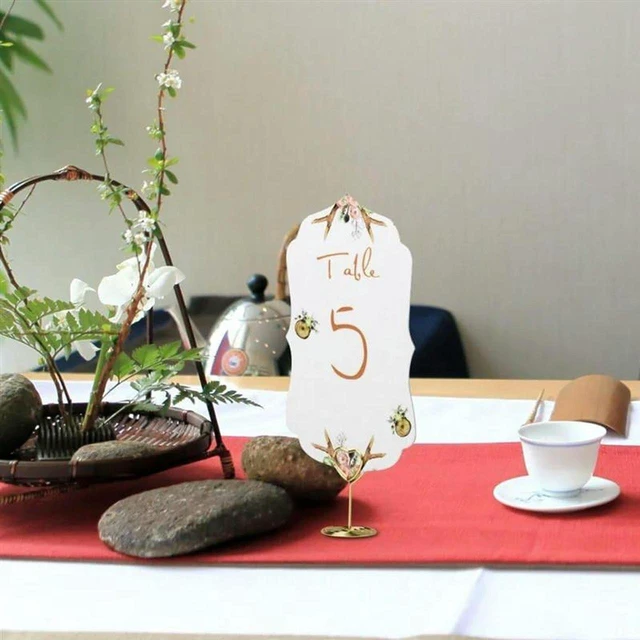 Main image of AJMRTC 40Pcs Gold Table Number Holders, Metal Place Card Stands, Table Sign Name Menu Clips, Mini Tabletop Card Holder for Wedding, Banquet, Birthday Party, Restaurant Table Decor & Table Mark Display