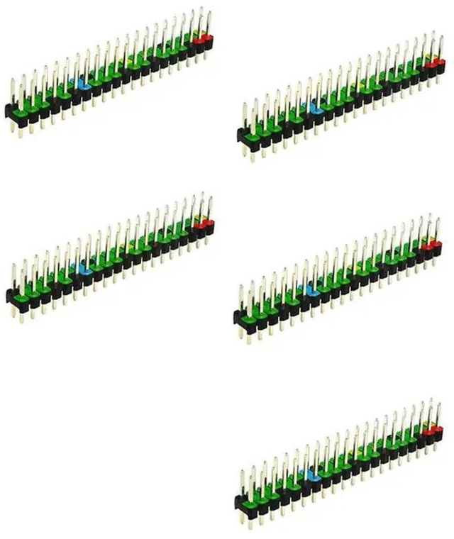 Main image of AJMRTC 5Pcs 2x20 Pin Male GPIO Stacking Header Connector, GPIO Extension Pin Header, 40Pin Male Socket Extender Adapter for Raspberry Pi Zero, DIY Electronics & GPIO Expansion Project