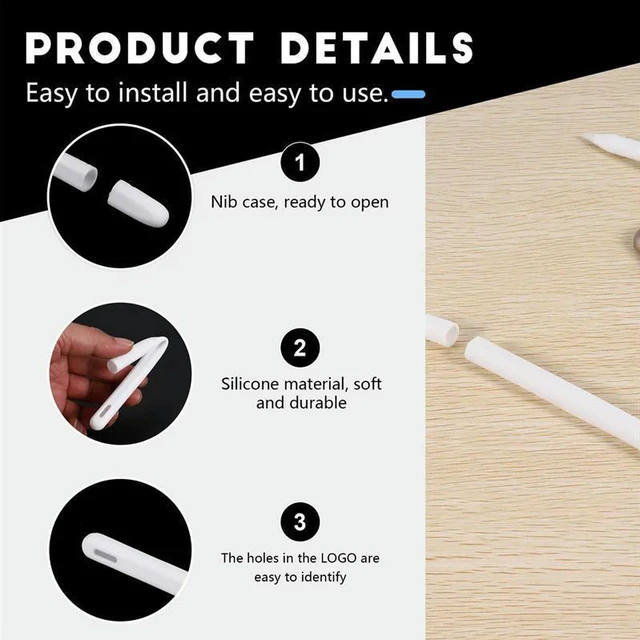 Alt view image 2 of 3 - AJMRTC Soft Silicone Stylus Pen Protective Cover, Anti-Slip Shockproof Pencil Sleeve Case Accessory, Silicone Protective Skin Cover for Pencil 2, Protect Stylus from Scratches, Drops and Dust