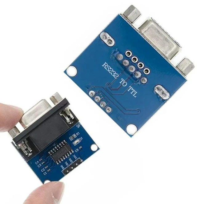 Main image of AJMRTC MAX3232 RS232 to TTL Serial Converter Module with DB9 Connector, MAX232 Serial Port Level Conversion Board for MCU Debugging and Serial Communication