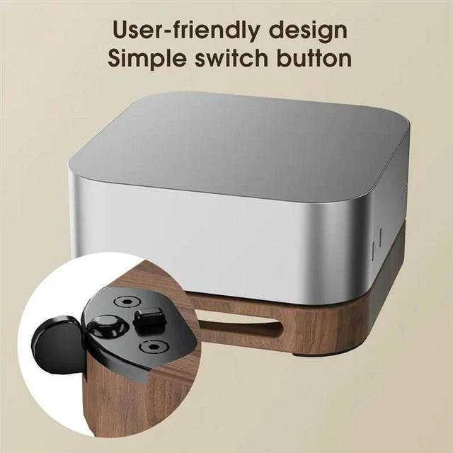 Alt view image 3 of 3 - AJMRTC Desktop Base Stand for 2024 Mac Mini M4 / M4 Pro, Heightened Cooling PC Holder with External Switch Button, Dustproof Design Desktop Computer Mount Bracket