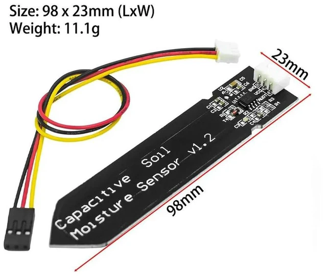 Alt view image 3 of 3 - AJMRTC Capacitive Soil Moisture Sensor Module, Corrosion Resistant Soil Humidity Detector with Gravity 3-Pin Wire, Wide Voltage 3.3V~5.5V for Arduino Smart Garden Irrigation Monitoring