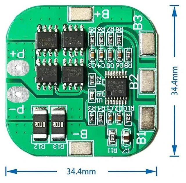 Alt view image 2 of 3 - AJMRTC 4S Lithium Battery Charge Discharge Protection Board, 14.8V / 16.8V 20A Current Limiting BMS Power Supply Module for 4 Series Li-ion Battery Pack