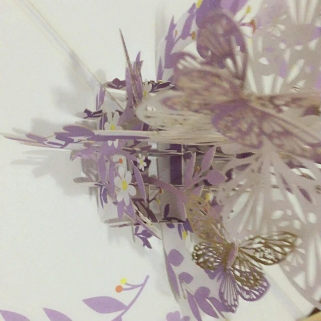 Alt view image 3 of 3 - AJMRTC 2 Pack Purple Butterfly 3D Pop Up Greeting Cards, Butterfly Flower Basket Popup Birthday Cards for Women, Girls, Daughter, Mother's Day and Holiday Wishes
