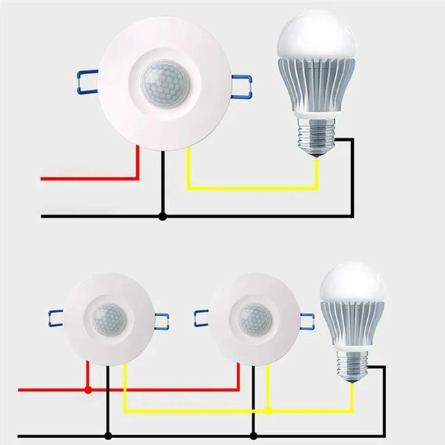 Alt view image 2 of 3 - AJMRTC 1 Pack Embedded PIR Human Body Sensor Switch AC220V Three-Wire Motion Detector, Adjustable Delay Time, Automatic On Off, Household Sensor Controller for LED Lights, Fans, Corridor Stairwell