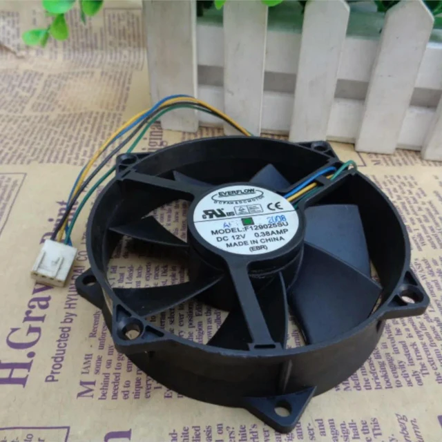 Alt view image 3 of 3 - AJMRTC F129025SU Replacement Cooling Fan, For Everflow 9025 90x90x25mm DC12V 0.38A 4-Pin Four-Wire PWM Speed Control Round Fan, CPU Cooler Fan Replacement for PC CPU Heatsink